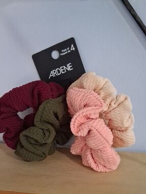 Ardene Corduroy Scrunchie Set in Burgundy, Olive, Blush, and Peach